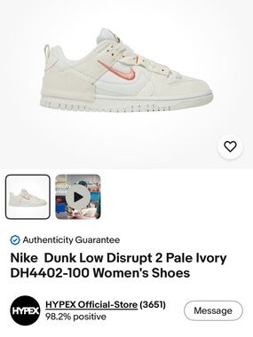 Nike Dunk Low Disrupt 2 Pale Ivory with Pink Swoosh